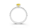 White gold Pear Cut Yellow Sapphire Solitaire Pavé Engagement Ring with Round Band and Prong Setting_64