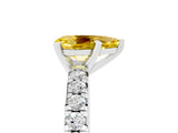 White gold Pear Cut Yellow Sapphire Solitaire Pavé Engagement Ring with Round Band and Prong Setting_66