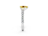 White gold Pear Cut Yellow Sapphire Solitaire Pavé Engagement Ring with Round Band and Prong Setting_75