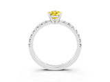White gold Pear Cut Yellow Sapphire Solitaire Pavé Engagement Ring with Round Band and Prong Setting_76