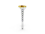 White gold Pear Cut Yellow Sapphire Solitaire Ring with Cathedral Setting and Pavé Band_26