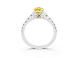 White gold Pear Cut Yellow Sapphire Solitaire Ring with Cathedral Setting and Pavé Band_27