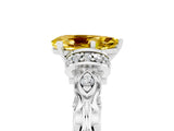 White gold Pear Cut Yellow Sapphire Solitaire Ring with Filigree Band and Four-Prong Setting_65