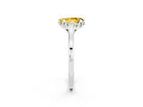 White gold Pear Cut Yellow Sapphire Solitaire Ring with Flower Prong Setting and Classic Band_14