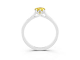 White gold Pear Cut Yellow Sapphire Solitaire Ring with Flower Prong Setting and Classic Band_15
