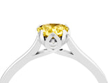 White gold Pear Cut Yellow Sapphire Solitaire Ring with Flower Prong Setting and Classic Band_53