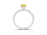 White gold Pear Cut Yellow Sapphire Solitaire Ring with Pavé Accents and Four-Prong Setting_27