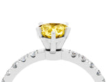 White gold Pear Cut Yellow Sapphire Solitaire Ring with Pavé Accents and Four-Prong Setting_28