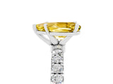 White gold Pear Cut Yellow Sapphire Solitaire Ring with Pavé Accents and Four-Prong Setting_29