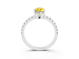 White gold Pear Cut Yellow Sapphire Solitaire Ring with Pavé Band and Four-Prong Setting_63