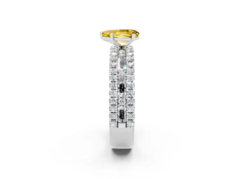 White gold Pear Cut Yellow Sapphire Solitaire Ring with Pavé and Channel Set Band_26