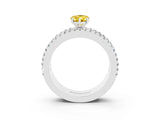 White gold Pear Cut Yellow Sapphire Solitaire Ring with Pavé and Channel Set Band_27