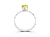 White gold Pear Cut Yellow Sapphire Solitaire Ring with Pave Band and Four Prong Setting_51
