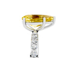 White gold Pear Cut Yellow Sapphire Solitaire Ring with Pave Band and Four Prong Setting_53
