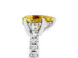 White gold Pear Cut Yellow Sapphire Solitaire Ring with Round  Pavé Band and Four-Prong Setting_65
