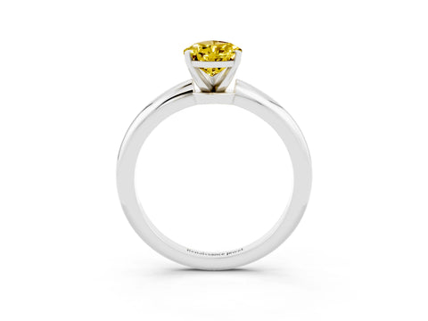 White gold Pear Cut Yellow Sapphire Solitaire Ring with Six-Prong Setting and Classic Band_15