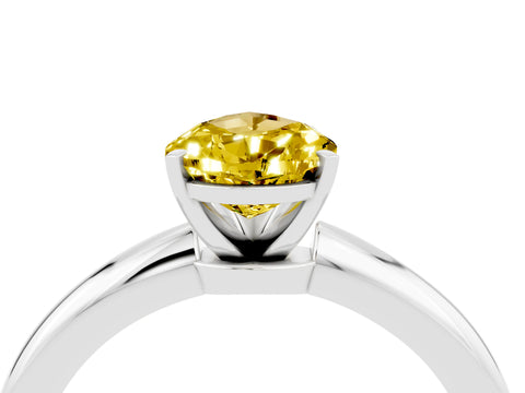 White gold Pear Cut Yellow Sapphire Solitaire Ring with Six-Prong Setting and Classic Band_4