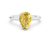 White gold Pear Cut Yellow Sapphire Solitaire Ring with Thin Band and Four-Prong Setting_36