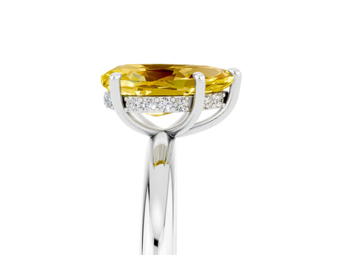 White gold Pear Cut Yellow Sapphire Solitaire Ring with Thin Band and Four-Prong Setting_41