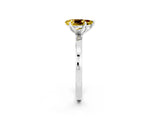 White gold Pear Cut Yellow Sapphire Solitaire Ring with Thin Band and Prong Setting_14