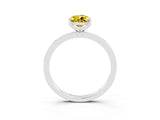 White gold Pear Cut Yellow Sapphire Solitaire Ring with Thin Band and Prong Setting_15