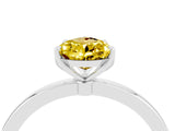 White gold Pear Cut Yellow Sapphire Solitaire Ring with Thin Band and Prong Setting_16