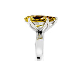 White gold Pear Cut Yellow Sapphire Solitaire Ring with Thin Band and Prong Setting_17