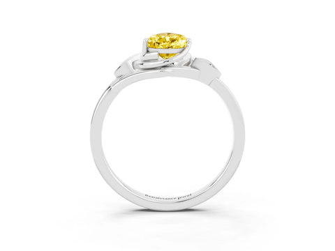 White gold Pear Cut Yellow Sapphire Solitaire Ring with Twist Band and Four-Prong Setting_39