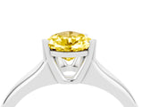 White gold Pear Cut Yellow Sapphire Solitaire Ring with Wide Band and Prong Setting_28