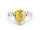 White gold Pear Cut Yellow Sapphire Solitaire Twist Band Prong Setting Ring_84