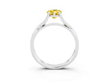 White gold Pear Cut Yellow Sapphire Solitaire Twist Band Prong Setting Ring_87