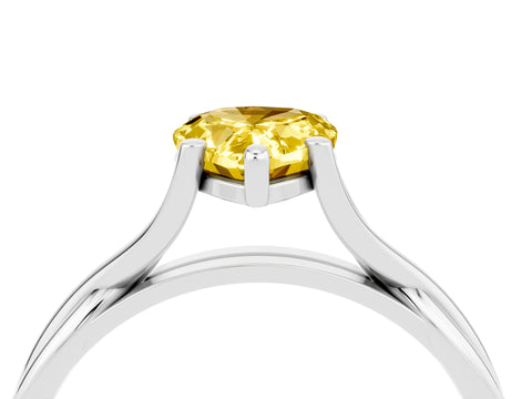 White gold Pear Cut Yellow Sapphire Solitaire Twist Band Prong Setting Ring_88