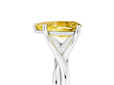 White gold Pear Cut Yellow Sapphire Solitaire Twist Band Prong Setting Ring_89
