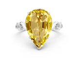 White gold Pear Cut Yellow Sapphire Solitaire Twisted Band with Round  Accents and Prong Setting_12