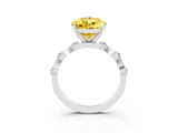 White gold Pear Cut Yellow Sapphire Solitaire Twisted Band with Round  Accents and Prong Setting_15