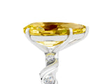 White gold Pear Cut Yellow Sapphire Solitaire Twisted Band with Round  Accents and Prong Setting_17