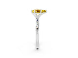 White gold Pear Cut Yellow Sapphire Solitaire with Side Baguettes and Channel Set Band_26