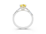 White gold Pear Cut Yellow Sapphire Solitaire with Side Baguettes and Channel Set Band_27