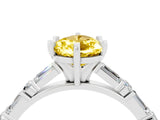 White gold Pear Cut Yellow Sapphire Solitaire with Side Baguettes and Channel Set Band_28