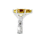 White gold Pear Cut Yellow Sapphire Solitaire with Side Baguettes and Channel Set Band_29