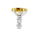 White gold Pear Cut Yellow Sapphire Solitaire with Side Stones, Pave Band, Four-Prong Setting_65
