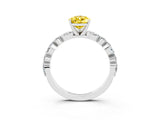 White gold Pear Cut Yellow Sapphire Solitaire with Side Stones on a Pavé Band and Four-Prong Setting_27