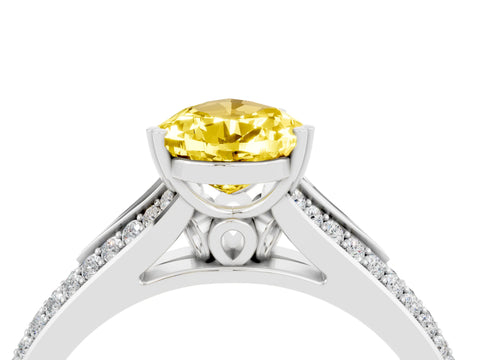 White gold Pear Cut Yellow Sapphire Split Shank Engagement Ring with Pavé Band_28