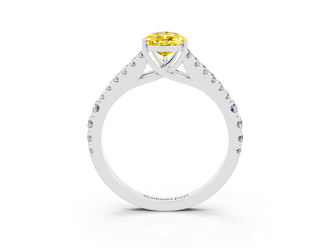 White gold Pear Cut Yellow Sapphire Split Shank Pavé Engagement Ring with Four-Prong Setting_15