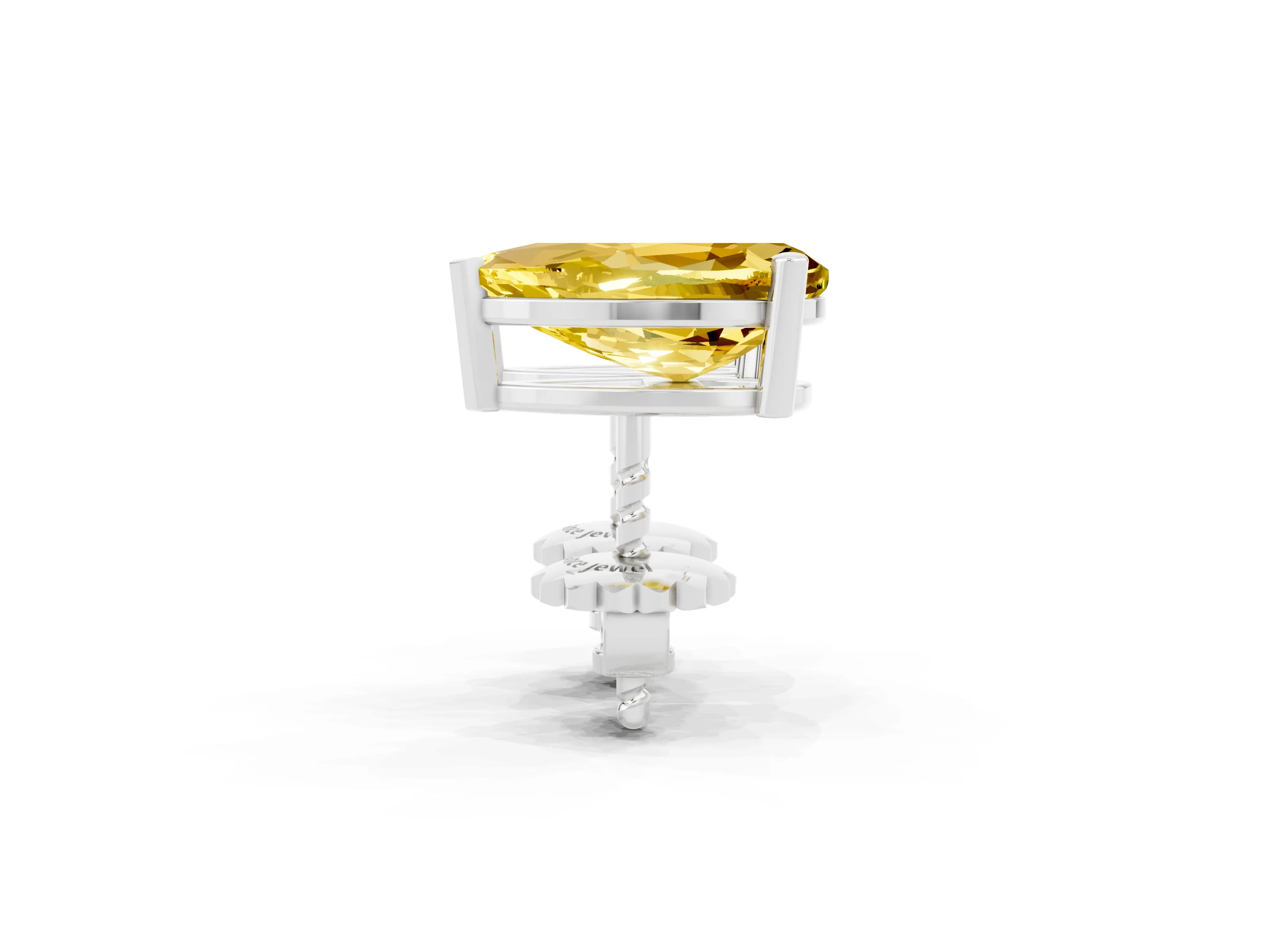 White gold Pear Cut Yellow Sapphire Stud Earrings_32