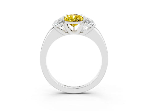White gold Pear Cut Yellow Sapphire Three-Stone Ring with Four-Prong Setting and Classic Band_3