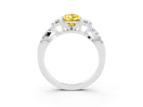 White gold Pear Cut Yellow Sapphire Three-Stone Ring with Pavé Split Shank and Four-Prong Setting_39