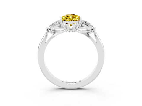 White gold Pear Cut Yellow Sapphire Three-Stone Ring with Pear Side Stones and Four-Prong Setting_34