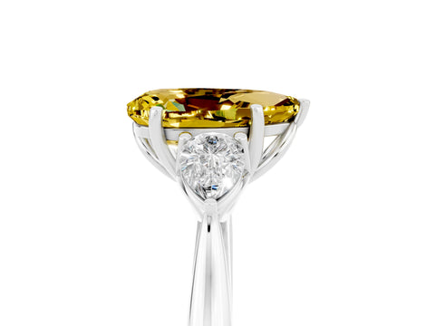 White gold Pear Cut Yellow Sapphire Three-Stone Ring with Pear Side Stones and Four-Prong Setting_36