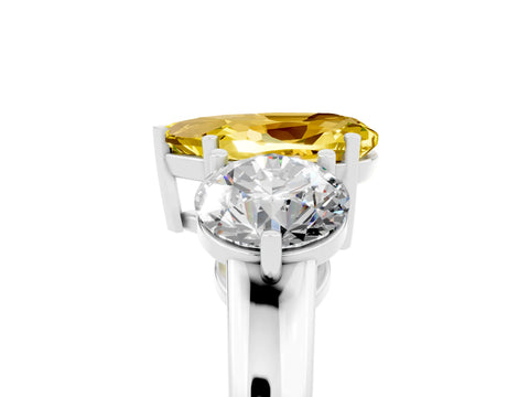 White gold Pear Cut Yellow Sapphire Three-Stone Ring with Prong Setting and Classic Band_5